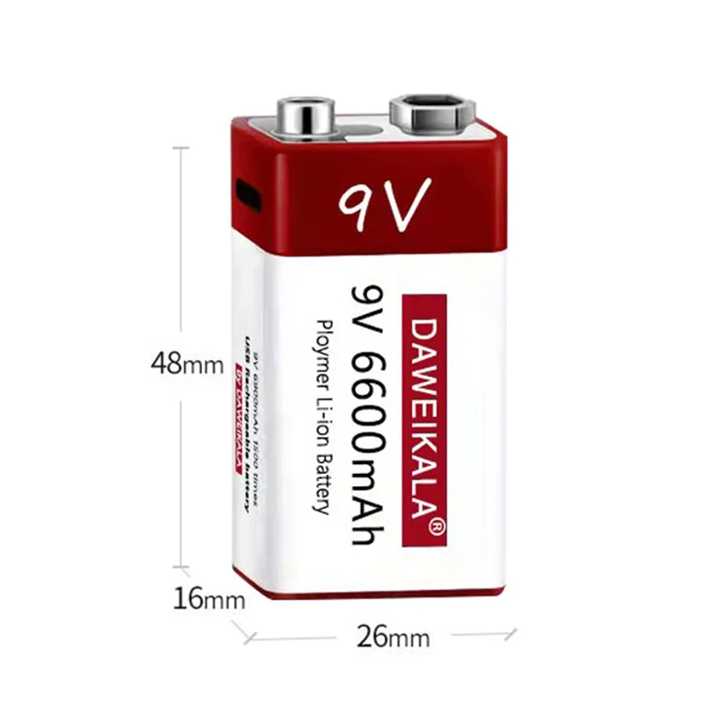 Литий-ионная аккумуляторная батарея 9 В 6900 мАч батареи типа C USB литиевая для