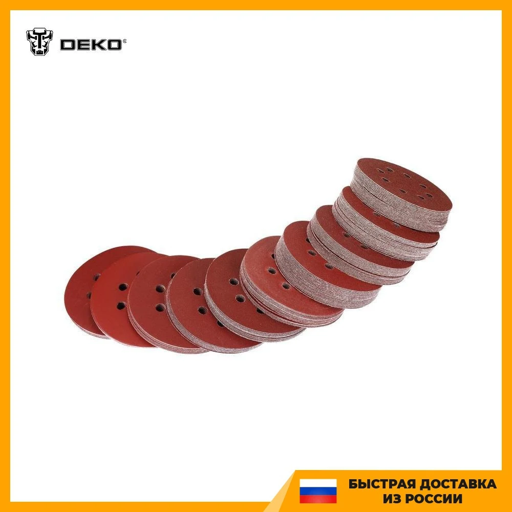 Набор шлифовальных кругов DEKO SD150 (P60, P80, P100, P120, P150, P180, P240, P320, P400, P600), 125 мм, 150 шт 065-0671