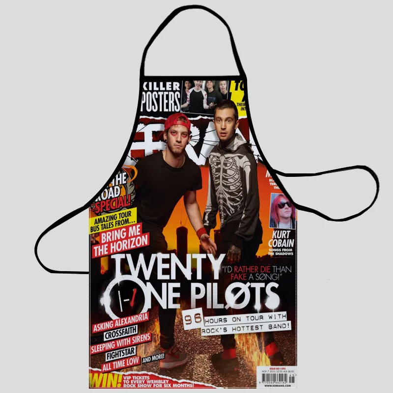 

Фартук из ткани Оксфорд с узором Twenty One Pilots для мужчин и женщин, нагрудники для дома, приготовления пищи, выпечки, уборки, кухонные принадлежн...