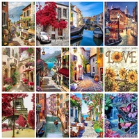 cross stitch kits diy landscape ecological cotton thread 14ct unprinted embroidery needlework home decoration streets