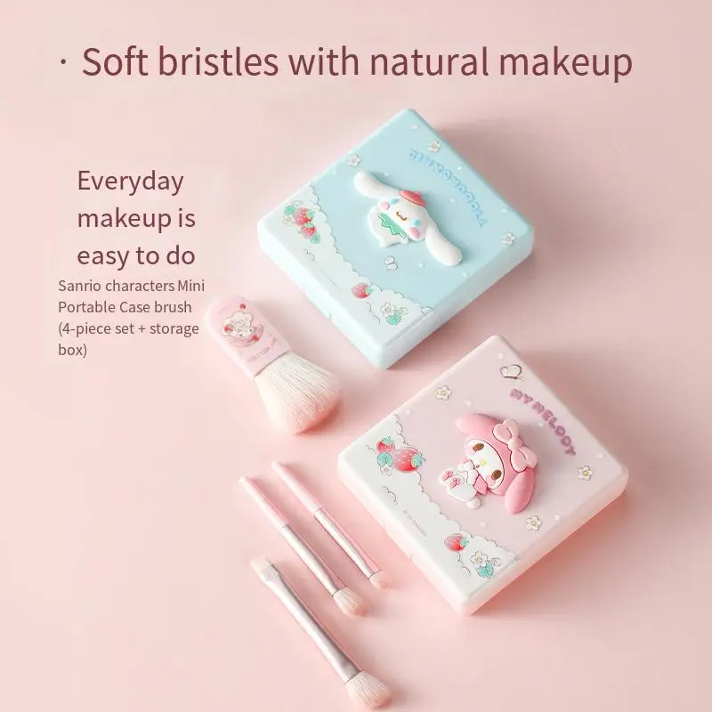 

Мультяшная Кисть для макияжа Sanrios Hello Kittys My Melody Kawaii, Многофункциональный модный портативный мини-набор из 4 предметов, инструмент для макияжа, подарок для девушки