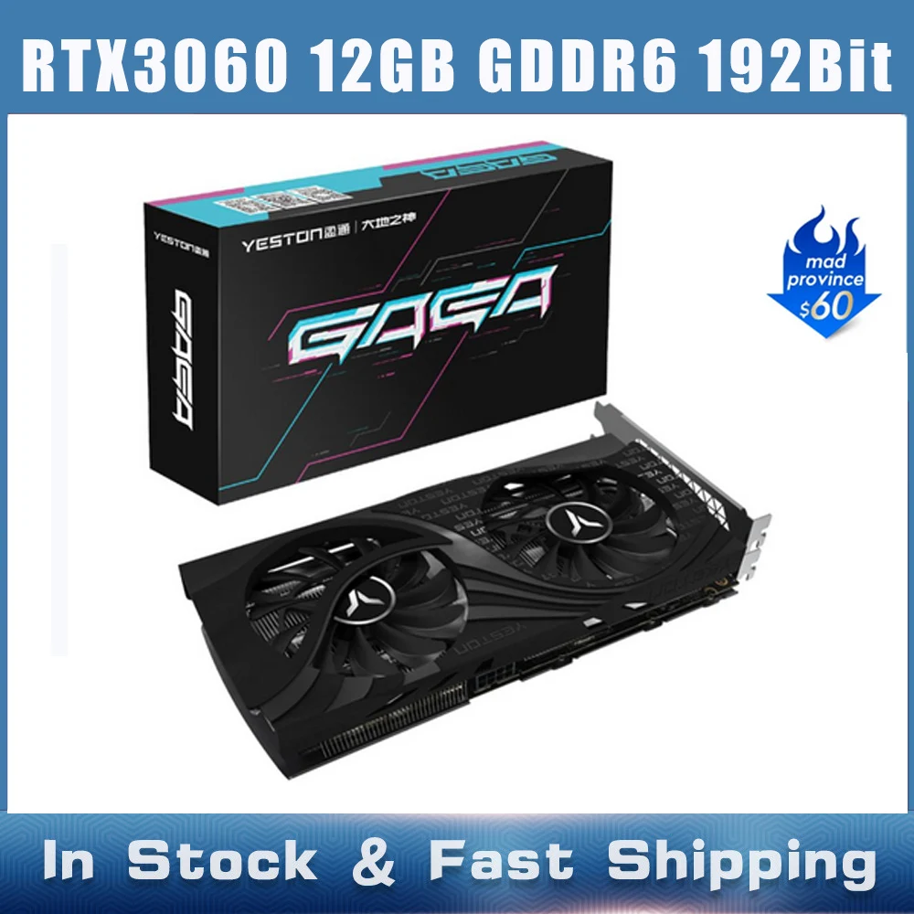 

Видеокарта Yeston RTX3060 12 Гб для GDDR6 GPU, графическая карта для майнинга RTX 3060 12 Гб бит компьютер VGA RTX-3060 для игрового офиса