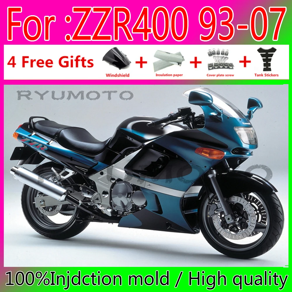 

New ABS Motorcycle Injection Mold Fairings For ZZR400 93 94 95 98 02 03 04 05 07 1996 Silver Bodywork Fairing black blue