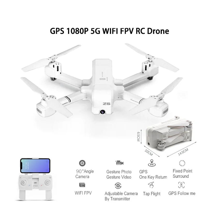 

Z5 RC Drone RTF With 5G WiFi FPV 1080P Camera Profissional Selfie Folding Optical Flow Quadcopter vs XS809 B5W JJPRO X5 F11