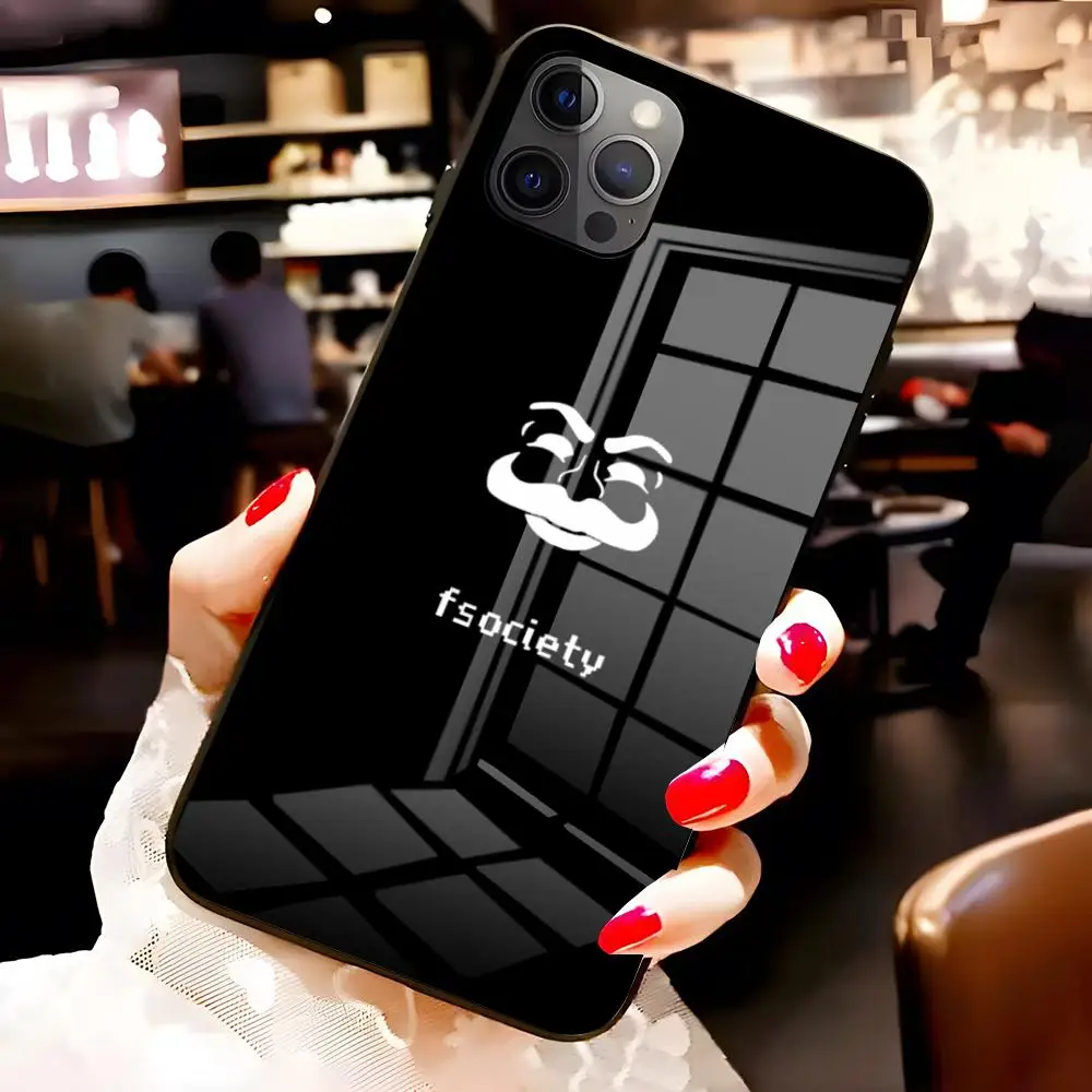 Фото Чехол для телефона Mr Robot Fsociety для iPhone 17 Pro Max 16 15 14 Pro Max 13 11 X Xs Xr 8 7Plus, стеклянная крышка №2
