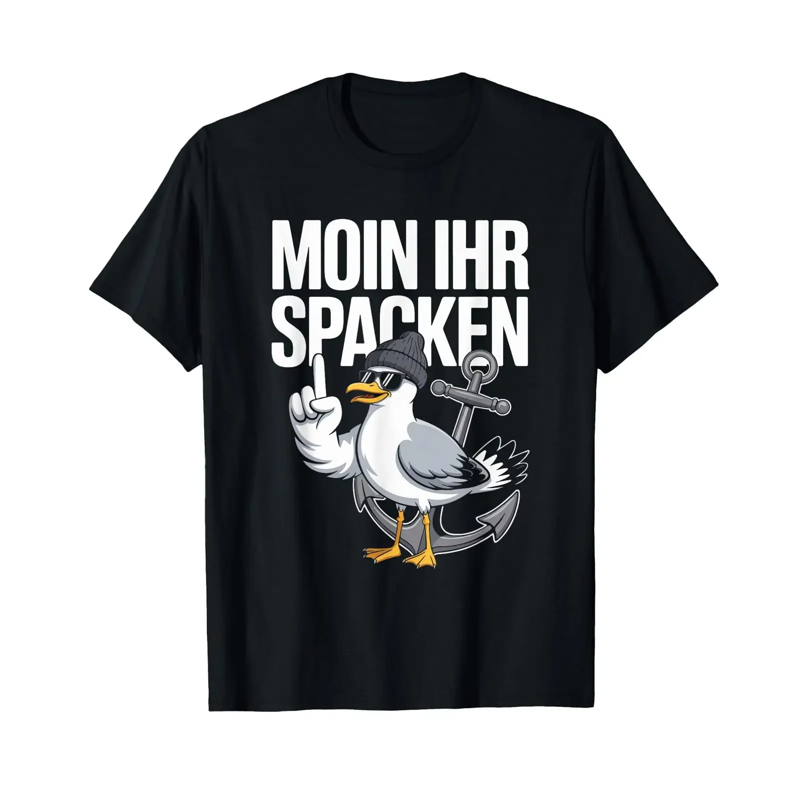 Фото Футболка Moin Ihr Spacken Seagull Anchor в стиле ретро, винтажная, мягкая, с эффектом потертости, уличная мода, повседневная, с графическим принтом, дышащая, дизайнерская одежда №1