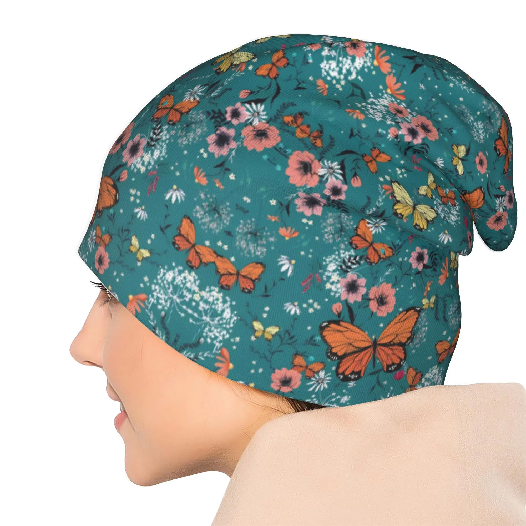 Шапки-бини Stitch Bonnet для мужчин и женщин: тонкие, с цветочным узором и листьями, осенне-весенние, теплые, уличные, в стиле Skullies Beanies (art.: 3920d90bbab24) - 3920d90bbab24