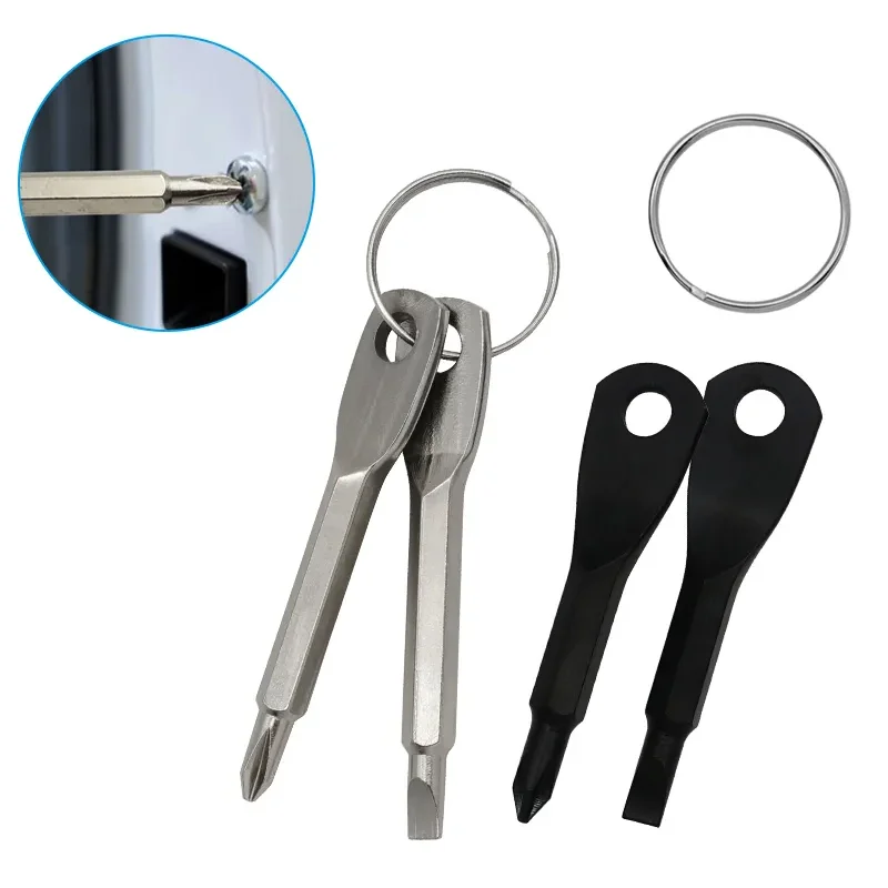 

2Pcs Precision cast steel portable multi-function key chain with screwdriver outdoor scewdriver bit key type scewdriver