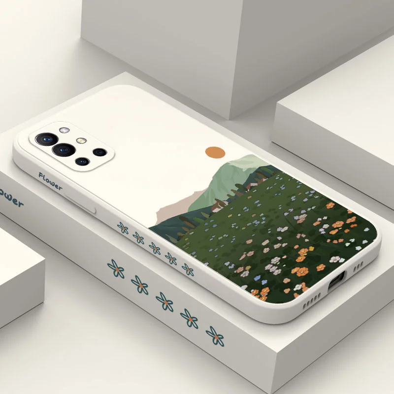 

Pastoral Flowers Sea Phone Case For Oneplus 9R 9RT 9 8T 8 7 7T Pro 5G Liquid Silicone Cover