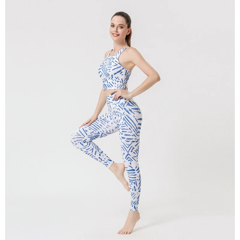 

Bauhinia Print Yoga Leggings Crop Tops Suit Women Butt Lifting Pants Seamless Sports Bras Women Workout Fitness Clothing