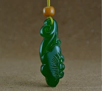 natural hotan jasper wishful pendant mens and womens spinach green auspicious wishful double pendant jewelry