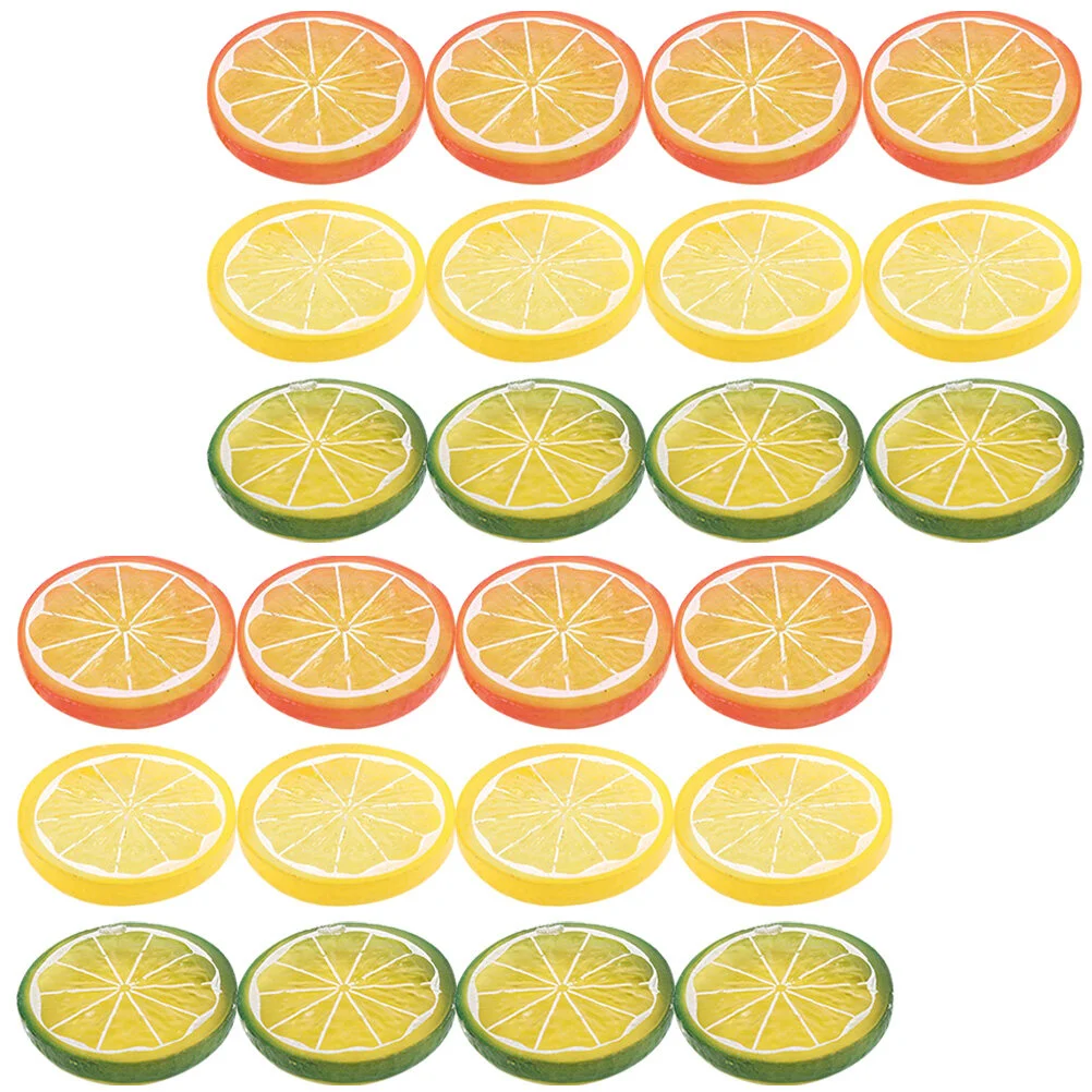 

24 Pcs Imitation Lemon Slice Decor Table Kitchen Pretend Lime Photography Fruits Slices Artificial Fake Pvc Lemons Vegetables
