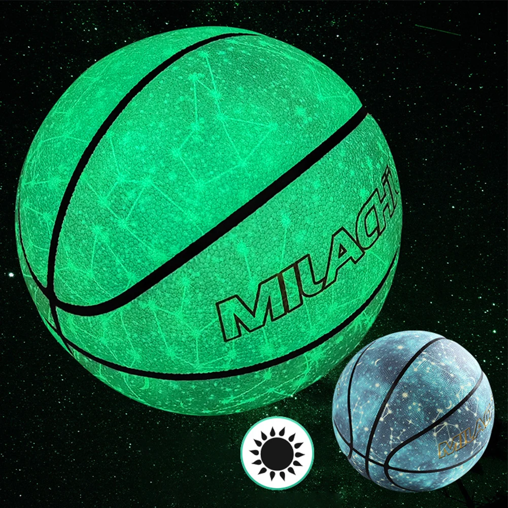 

Outdoor Sports Night Glow Basketball Reflection Holographic Luminous #7 Basketball Standard Size Sports Gift Fluorescent Ball