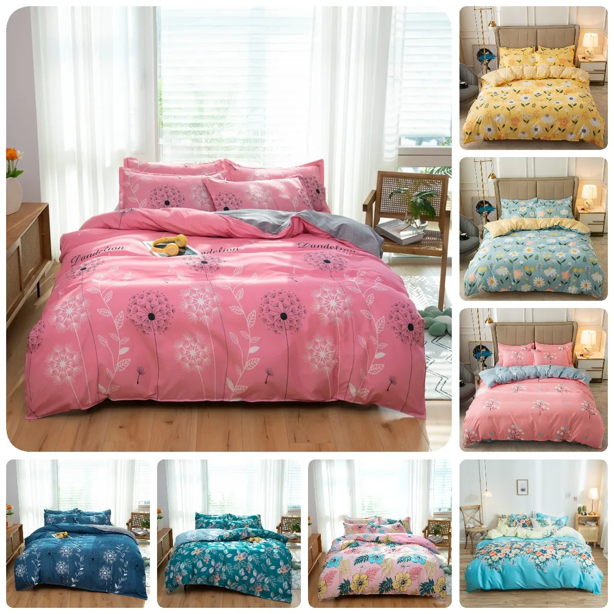 

Комплект постельного белья с цветочным рисунком, Комплект постельного белья с наволочкой, пододеяльник, двуспальный, двуспальное одеяло, п...