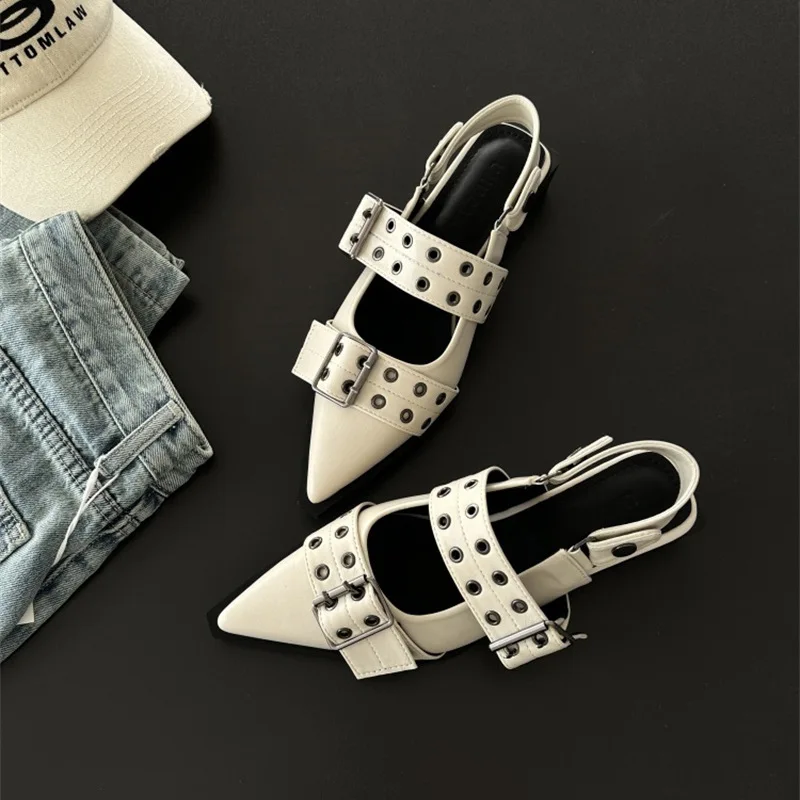 

Rivet Street Style Medium Heel Punk Vintage Casual Sandals Slingback Shoes Gothic Chunky Heels Women's Pumps Spring Summer 2023