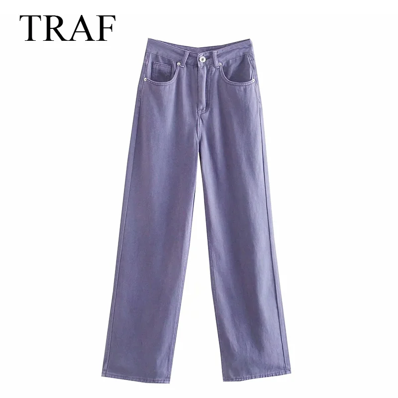 

Джинсы женские широкие с карманами и высокой талией, на молнии