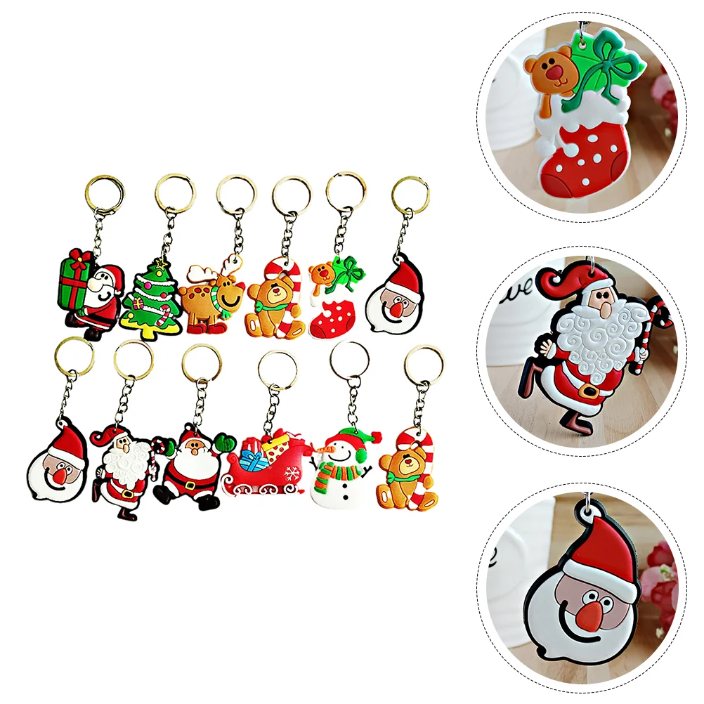 

30 Pcs Christmas Keychain Lovers Car Decoration Santa Claus Alloy Pendant Ornament