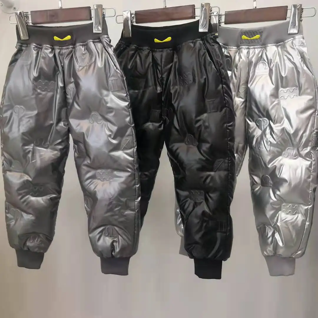 

-30 Degrees Waterproof Warm Thicken Boys Girls Down Pant Clothes Winter Children High Quality Trousers Teens Trousers Kids Pants
