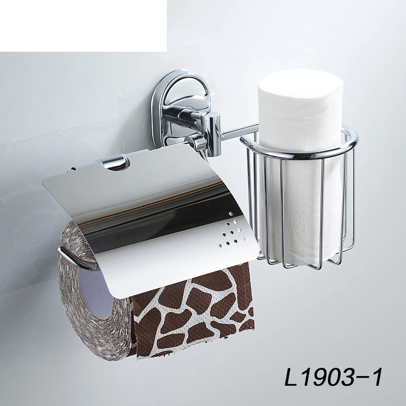 

Toilet Paper Holder With Shelf Wall Mounted Stainless Steel Basket and Paper Holders Multifunction Bath Hardware L1903-1