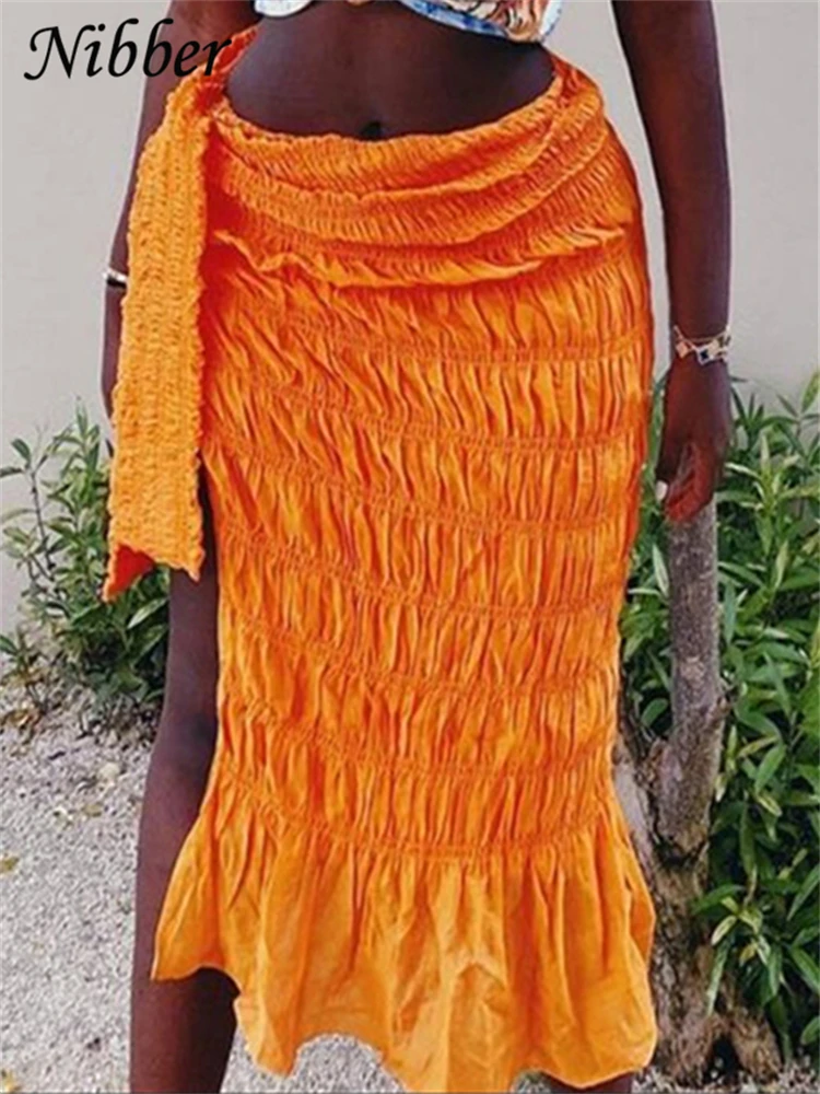 Юбка Nibber Женская плиссированная с разрезом по бокам пикантная Повседневная