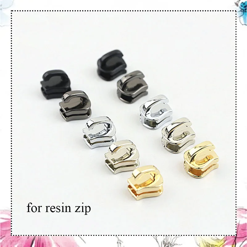 

100Pcs 5# Zipper Sliders for Resin Zippers Bag Purse Sewing Zips Heads Puller Repair Kit DIY Garment Accessories