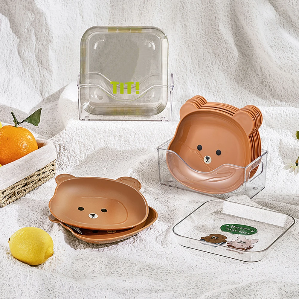 

Cute Cartoon Bear Shape Spit Bone Dish Multifunctional Desktop Trash Tray Snack Food Residue Fruit Plate Kitchen Tableware Dish