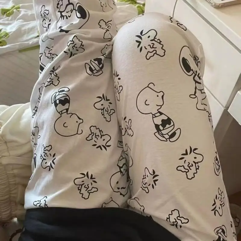 Милые летние женские пижамные брюки с принтом в стиле аниме Snoopy для ношения