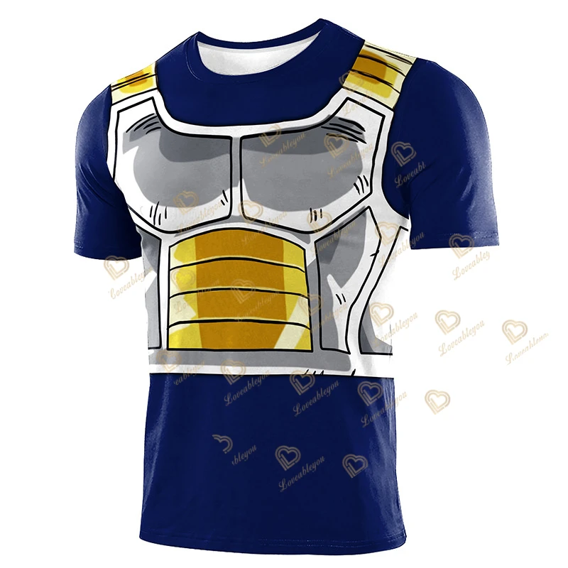 Anime 3D Printed Running T Shirts Compression Shirts Fitness Quick Dry Short Sleeve Tshirt Vegeta Cosplay Costume Tops Clothing