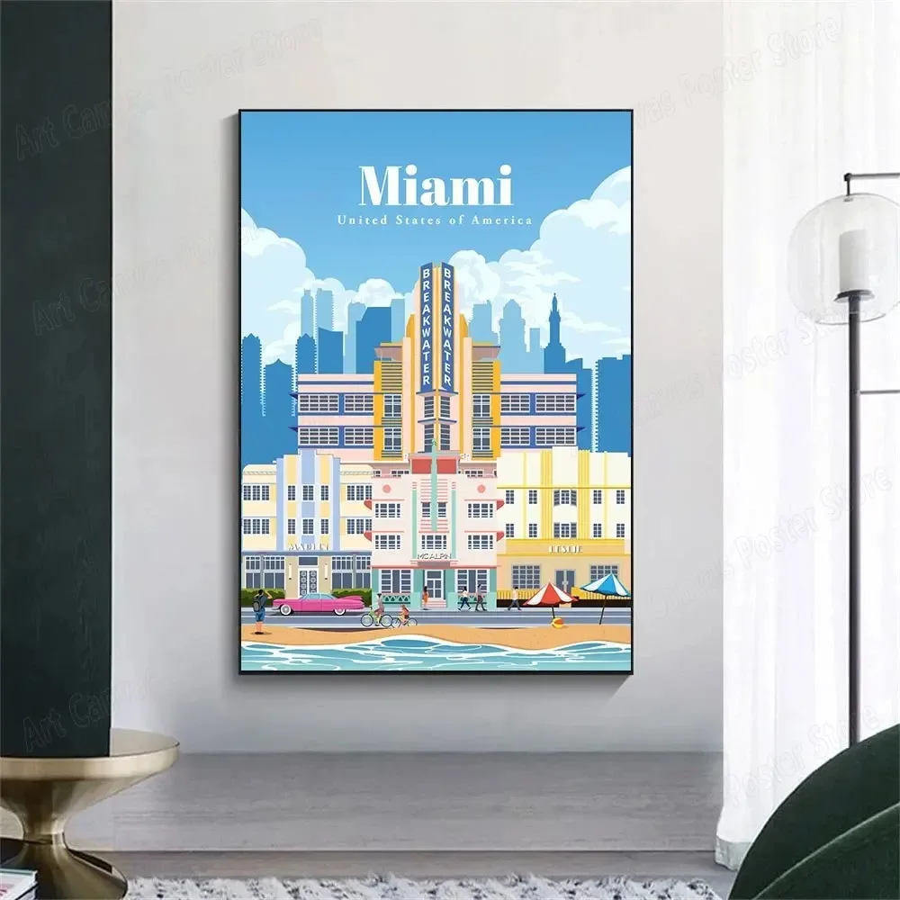 Всемирно Известный Постер С Принтом На Холсте-токио Нью-йорк Бали Сеуль Мадрид