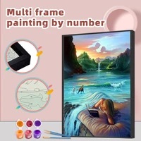 ruopoty diy painting by numbers with multi aluminium frame kits 60x75cm abstract scene coloring by numbers for home decors