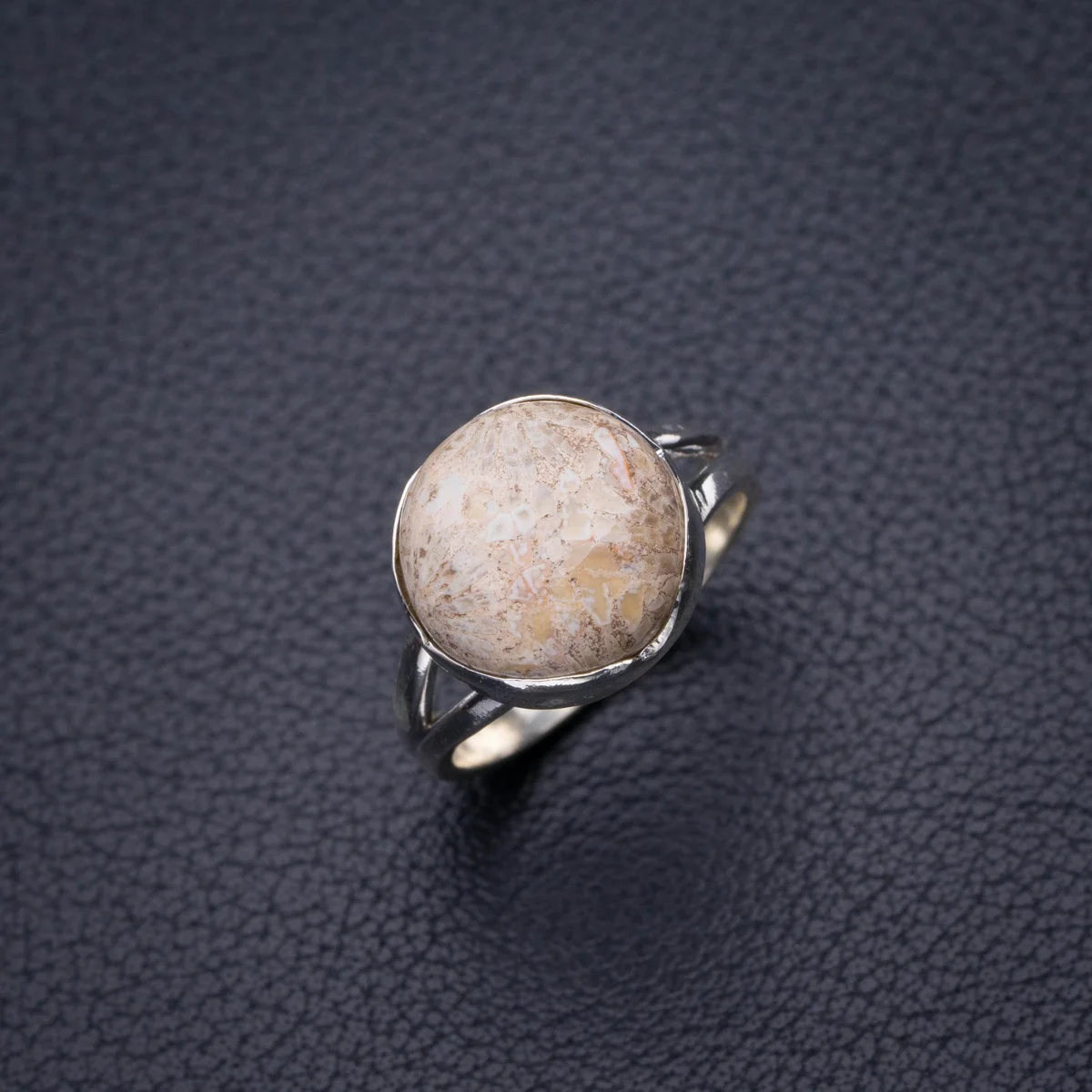 

StarGems Natural Chrysanthemum Jasper Handmade 925 Sterling Silver Ring 6.5 D4985