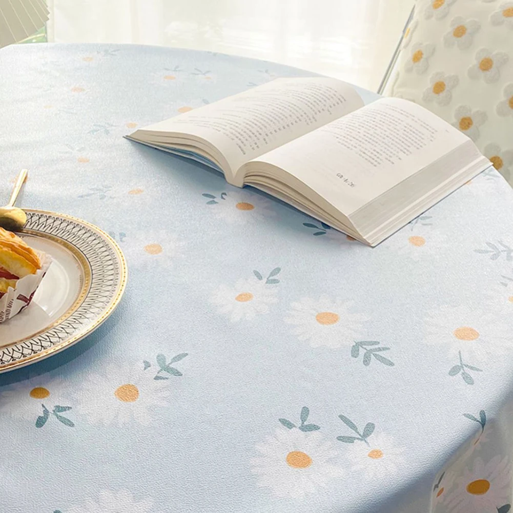 

Round Tablecloth PVC Waterproof Table Cloth Tabletop Cover Flower Print Kitchen Garden Dining Tableware Wedding Party Supplies