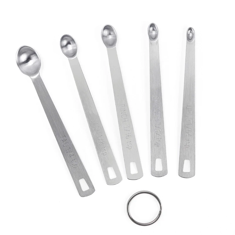 

5 шт./компл. маленькая мерная ложка из нержавеющей стали, мерные ложки для кофе, чая, приправ, многоразмерные ложки, кухонные инструменты