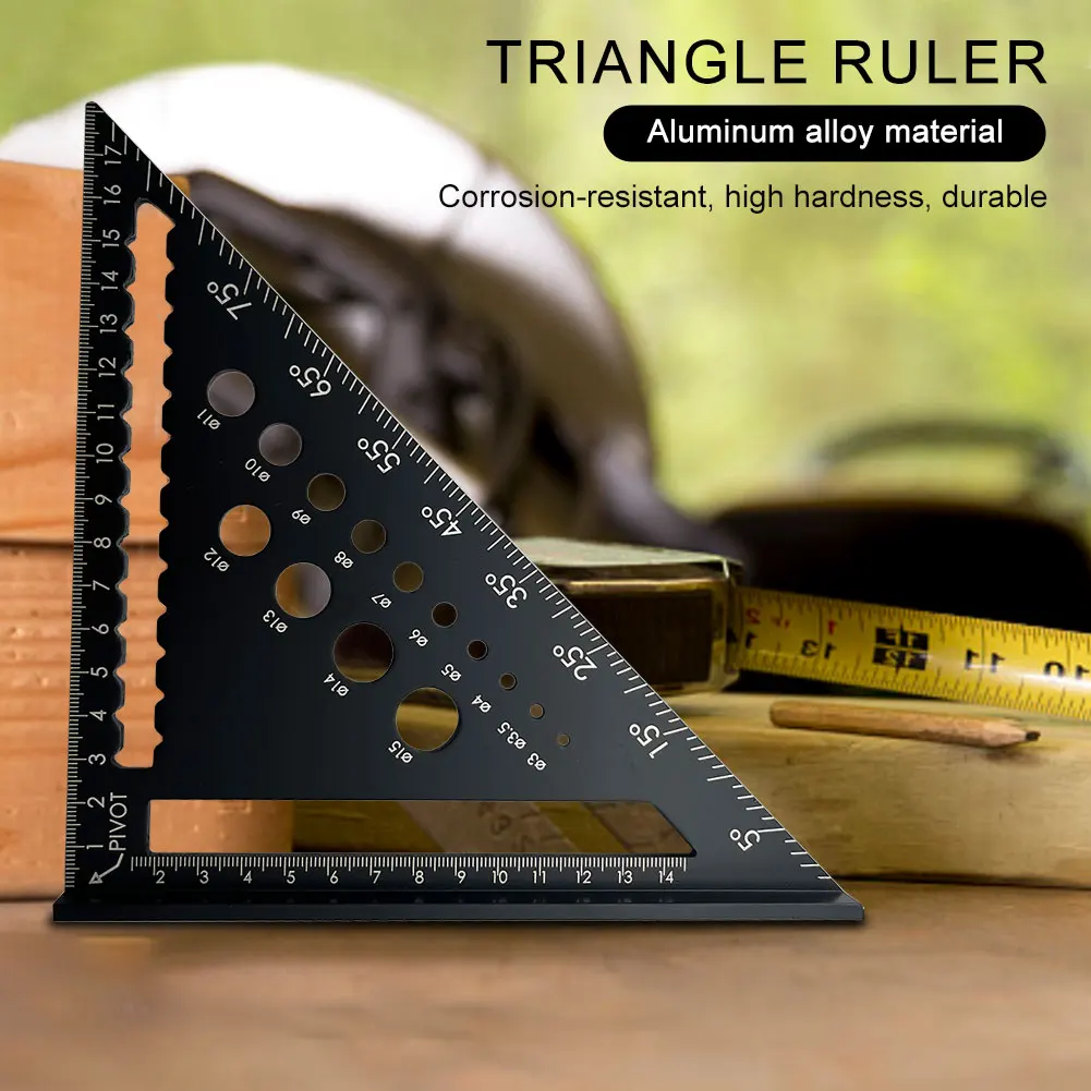 

7/12IN Angle Protractor Metric Accurate Carpentry Square Tool Aluminum Alloy Triangle Ruler Miter Framing Measurement Ruler