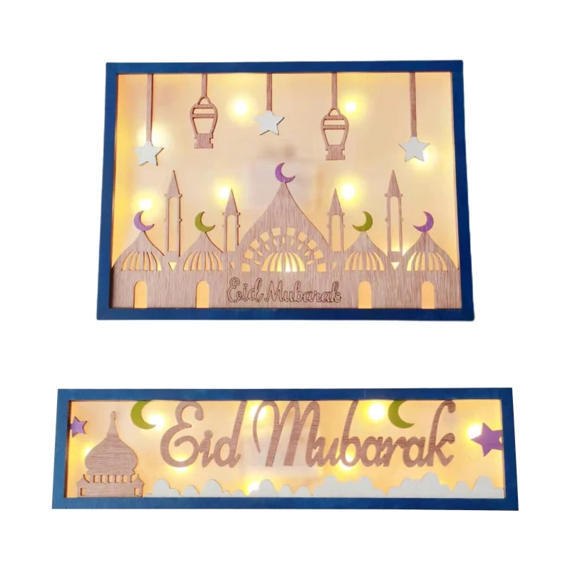 

ИД Мубарак украшение деревянная светодиодная Луна Звезда замок светильник лые поделки декор для мусульманской Рамадан вечерние ничный под...