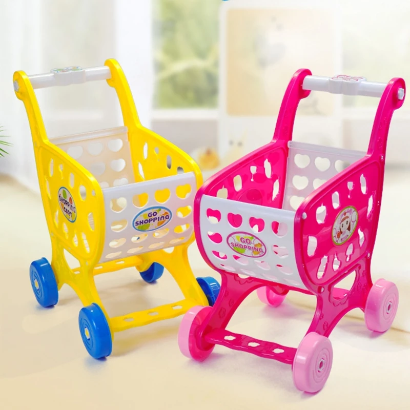 Детская забавная пластиковая тележка для покупок украшение кукольного домика