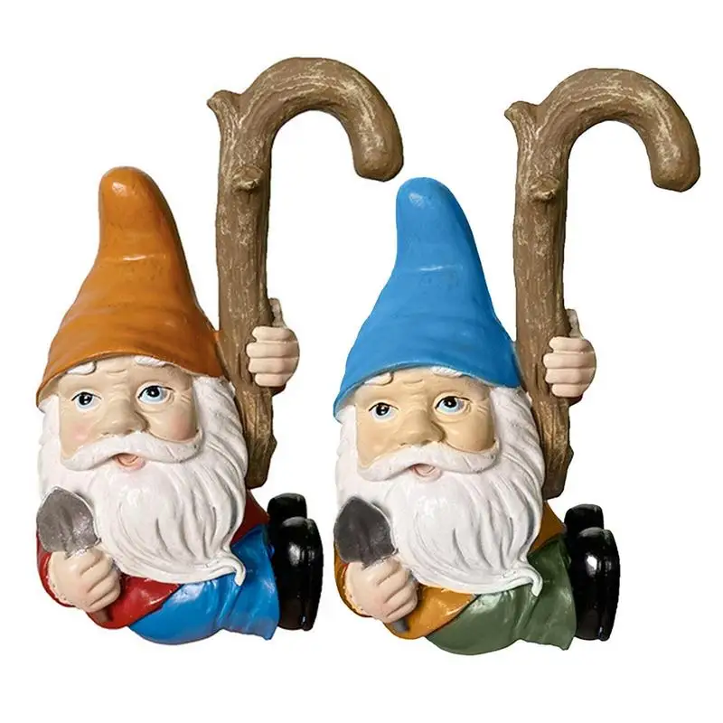 

Garden Gnome Statue Funny Gnome Decoration Hold Shovel 2Pcs Resin Gnome Figurine Ornament For Patio Yard Lawn Porch Outdoor Deco