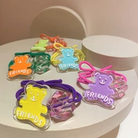 1pcs korean version of fluorescent color contrast color design personality hair rope cute cartoon bear candy colored rubber band