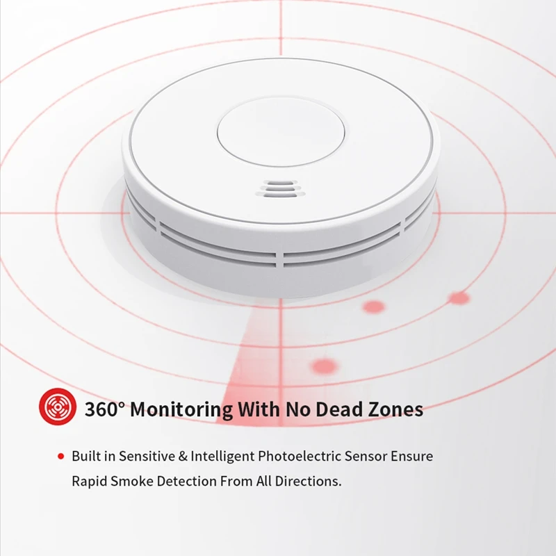 10-летняя батарея Wi-Fi умная дымовая сигнализация пожарная с детектором дыма Tuya и