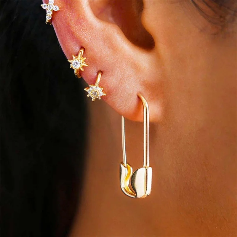 

New Creative U-shaped Pin Earrings Women Rose Gold Silver Color Metal Paper Clip Stud Earrings Pinna Minimalist Ear Jewelry Gift