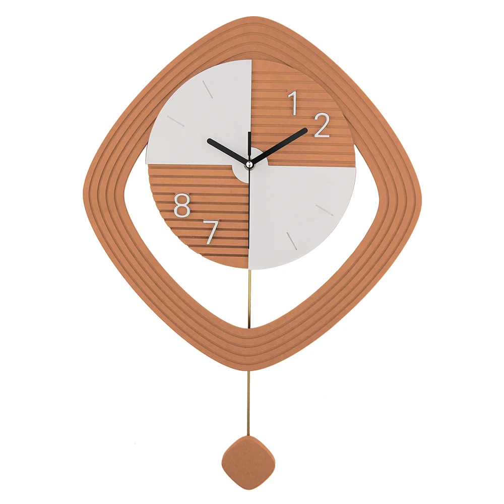 

2022 New Design Art Decorative Wall Clock 3d Minimalist Wood Blue Creative Pendulum Clock European Retro Clock Wall Living Room