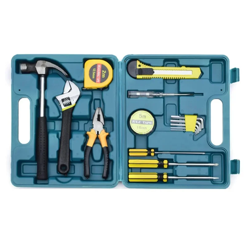 16 Pieces Durable Household Small Hand Tool Kit with Plastic Tool box Storage Case for DIY/ Household Chores