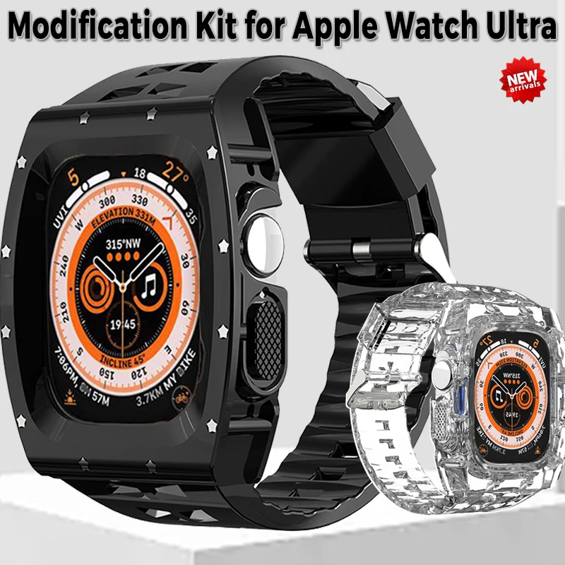 

Модифицированный комплект для Apple Watch Band Ultra 49 мм прозрачный защитный чехол-бампер для IWatch