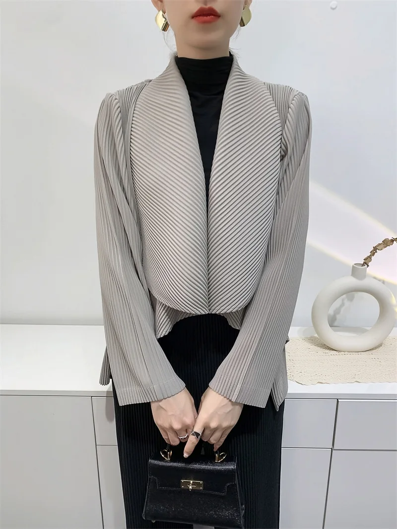 Женский короткий плиссированный кардиган Miyake повседневный свободный утепленный