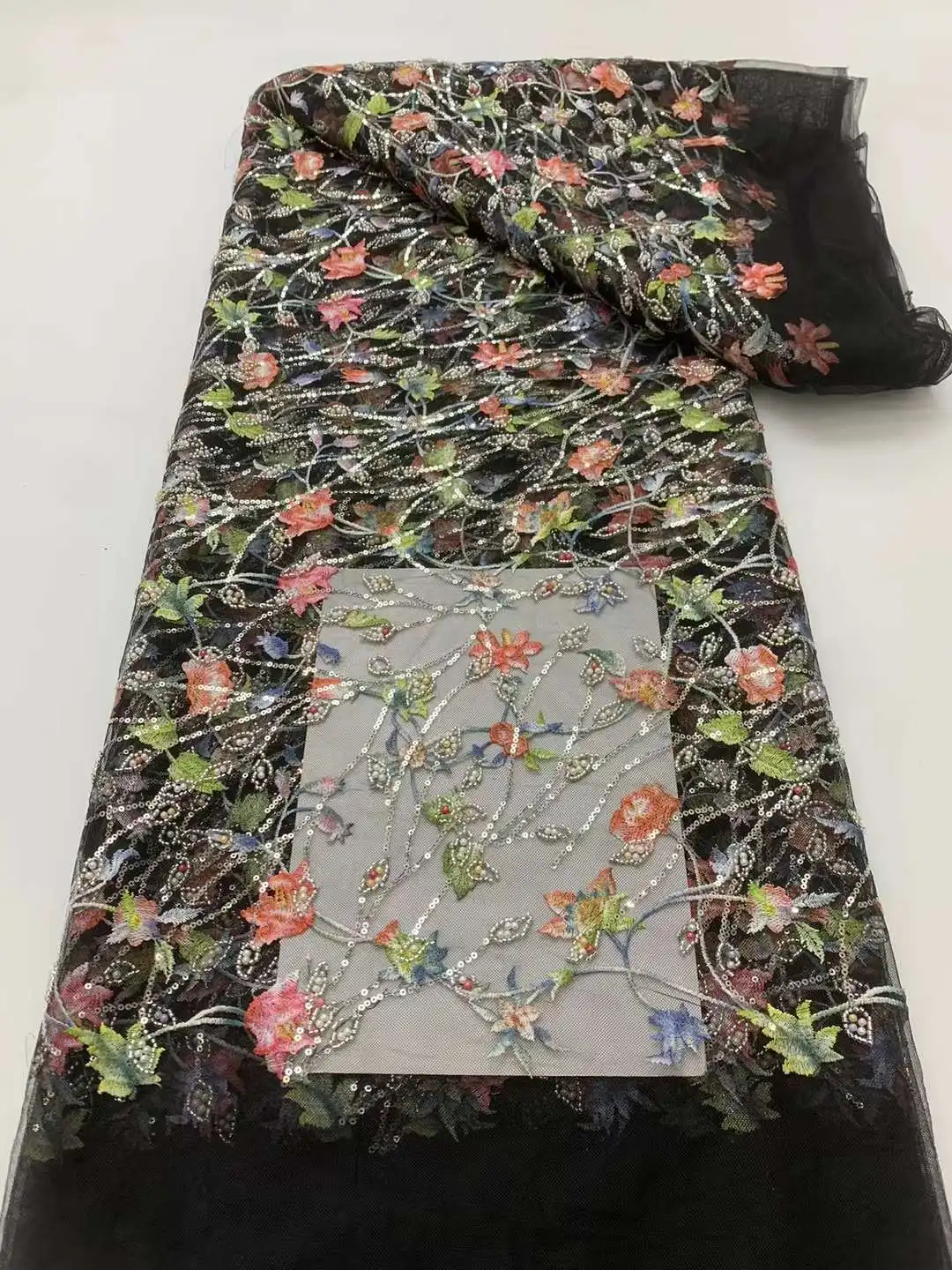 2024 высококачественные кружевные ткани из бисера для свадьбы тканевый материал