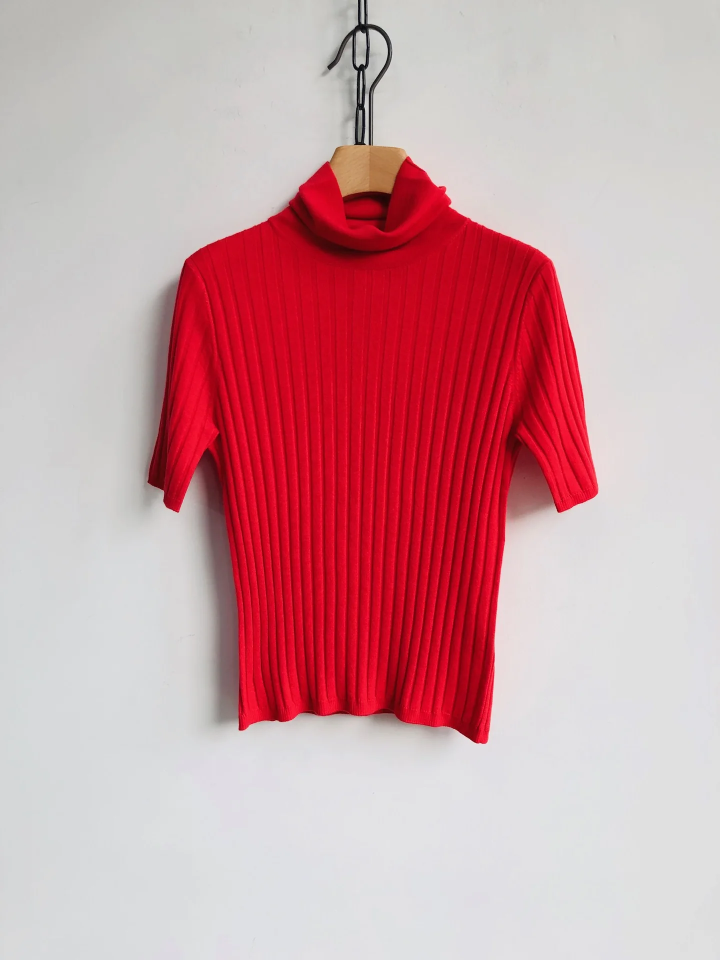 

2023 early fall new women ultra thin high-end process extremely thin high neck short sleeve thin and skin friendly