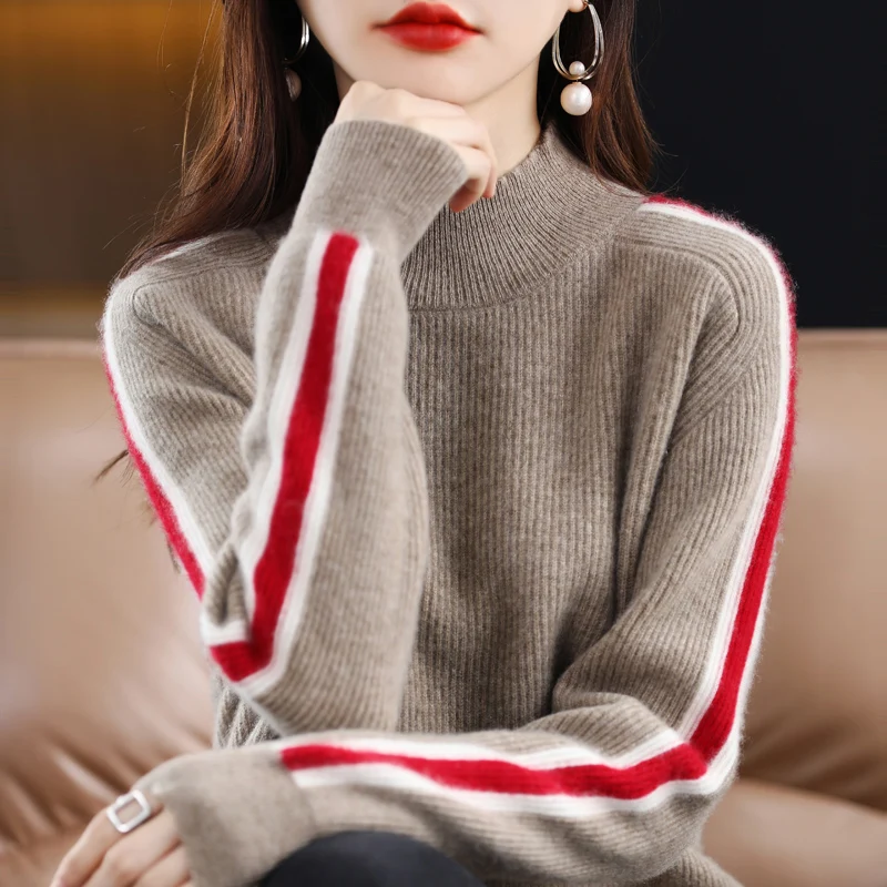 BELIARST 100% мериносовая шерстяная одежда Женский пуловер с полувысоким воротником