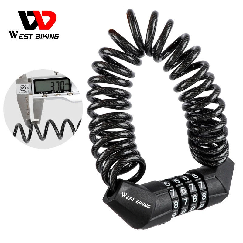 

WEST BIKING Mini Helmet Lock Anti-theft 4 Digit Password Bicycle Locks for Scooter Motorcycle Portable MTB Road Bike Cable Lock