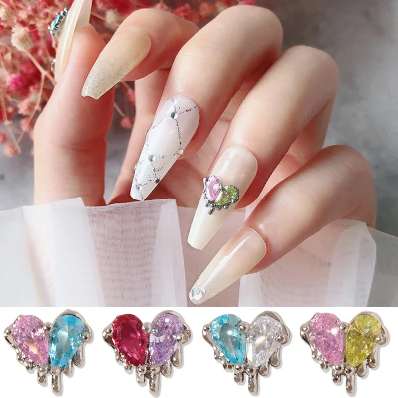 

1 шт. 3D жемчужное металлическое циркониевое украшение для ногтевого дизайна ювелирные изделия Стразы для ногтей в форме капли воды Кристалл...