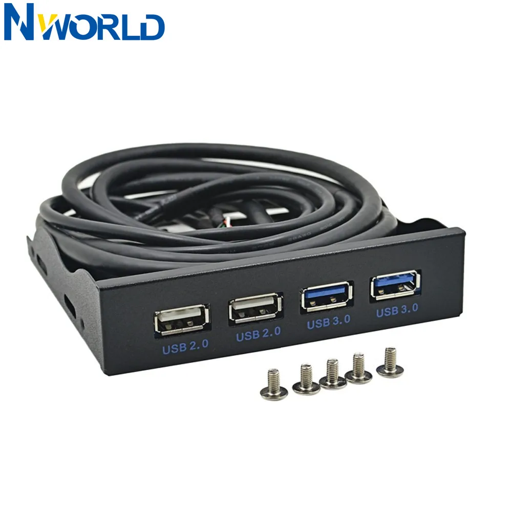 

Nworld 4 порта USB 2,0 USB 3,0 Передняя панель концентратор USB3.0 разделитель внутренний комбинированный кронштейн адаптер для настольного ПК 3,5-дюймо...